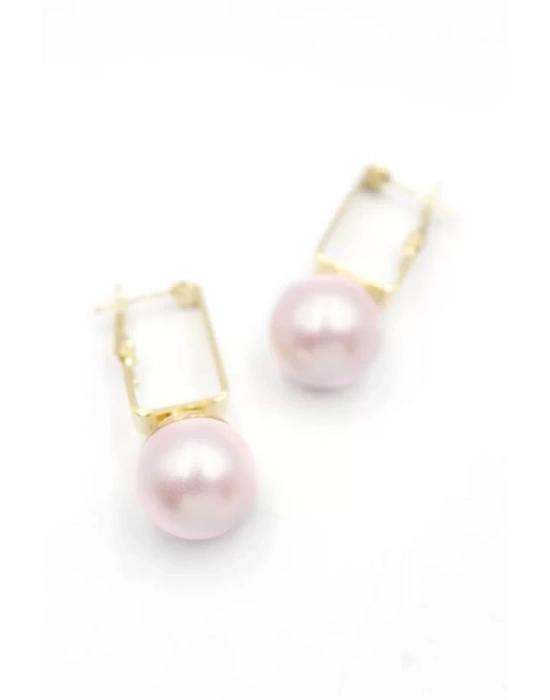 İncili Küpe - Pembe