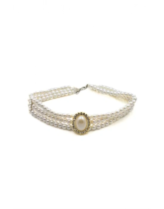 İncili Tasma Kolye - Altın