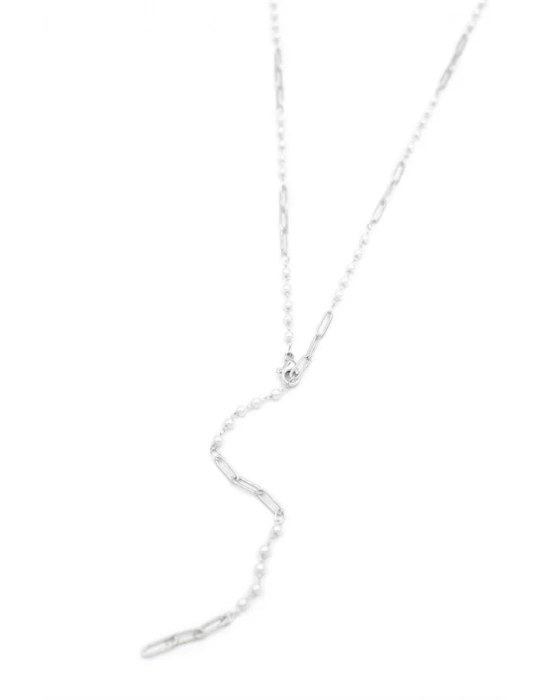 İncili Y Kolye - Gümüş