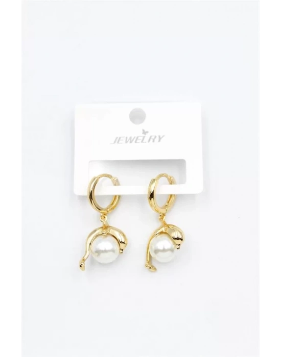 İncili Yunus Küpe - Altın