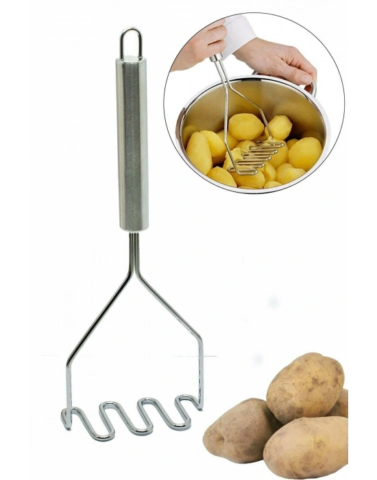 İnox Paslanmaz Metal Patates Ezici Püre Yapıcı 27 Cm