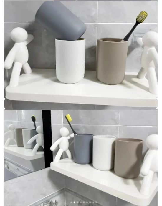 İnsan Figürlü Yapışkanlı Çok Amaçlı Duvar Rafı