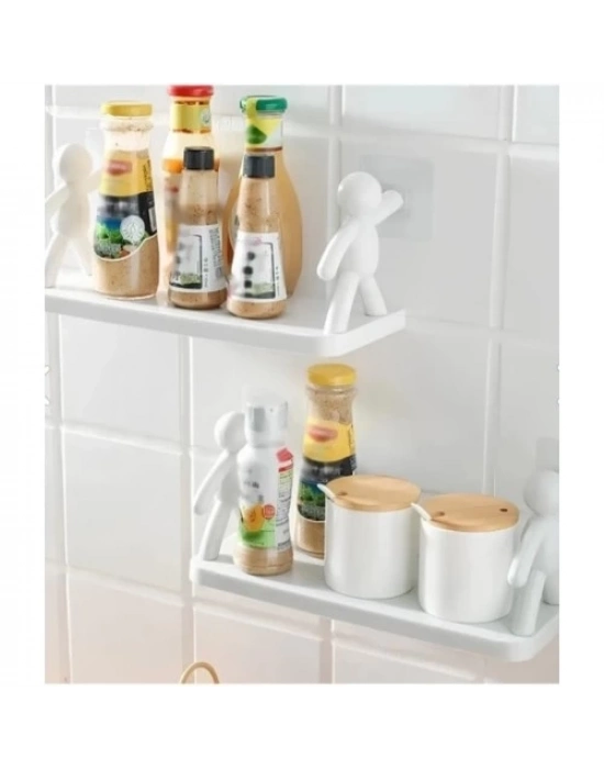 İnsan Figürlü Yapışkanlı Çok Amaçlı Duvar Rafı