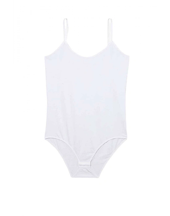 İp Askılı Kadın Çıtçıtlı Body Beyaz