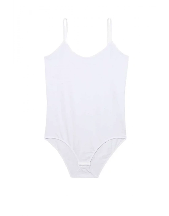 İp Askılı Kadın Çıtçıtlı Body Beyaz