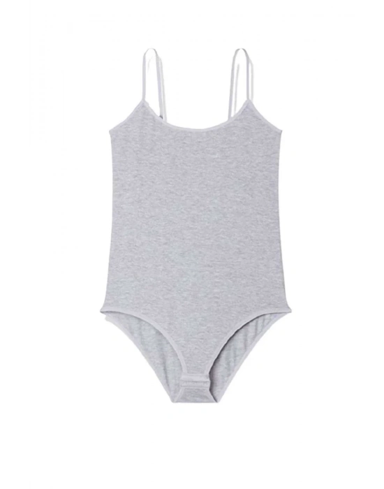 İp Askılı Kadın Çıtçıtlı Body Gri