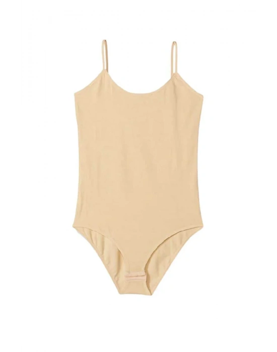 İp Askılı Kadın Çıtçıtlı Body Ten Rengi
