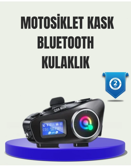 IP65 Suya Dayanıklı Kask Bluetooth Kulaklık LCD Ekranlı
