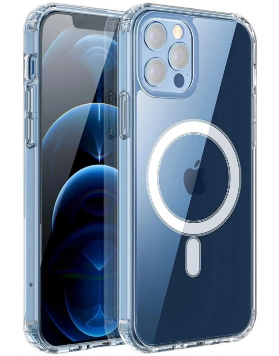 Iphone 12 Pro Max Kılıf Kamera Lens Korumalı Magsafe Destekli Şeffaf Darbe Emici Sert Kapak