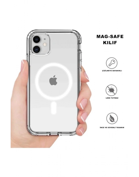 Iphone 12 Pro Max Kılıf Kamera Lens Korumalı Magsafe Destekli Şeffaf Darbe Emici Sert Kapak