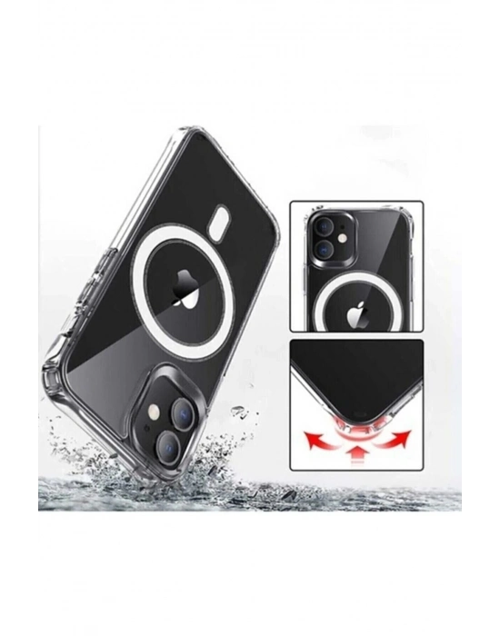 Iphone 13 Pro Kılıf Kamera Lens Korumalı Magsafe Destekli Şeffaf Darbe Emici Sert Kapak