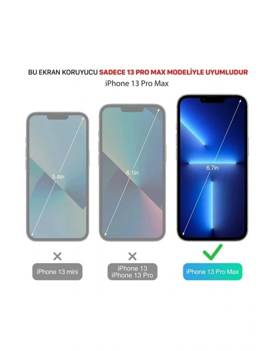 Iphone 13 Pro Max Uyumlu Premium Ekran Koruyucu 9h Sert Temperli Kırılmaz Cam Koruma Şeffaf
