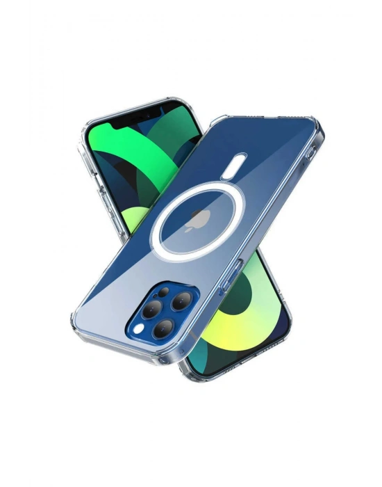 Iphone 14 Kılıf Kamera Lens Korumalı Magsafe Destekli Şeffaf Darbe Emici Sert Kapak