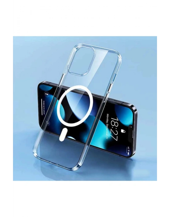 Iphone 14 Pro Max Kılıf Kamera Lens Korumalı Magsafe Destekli Şeffaf Darbe Emici Sert Kapak
