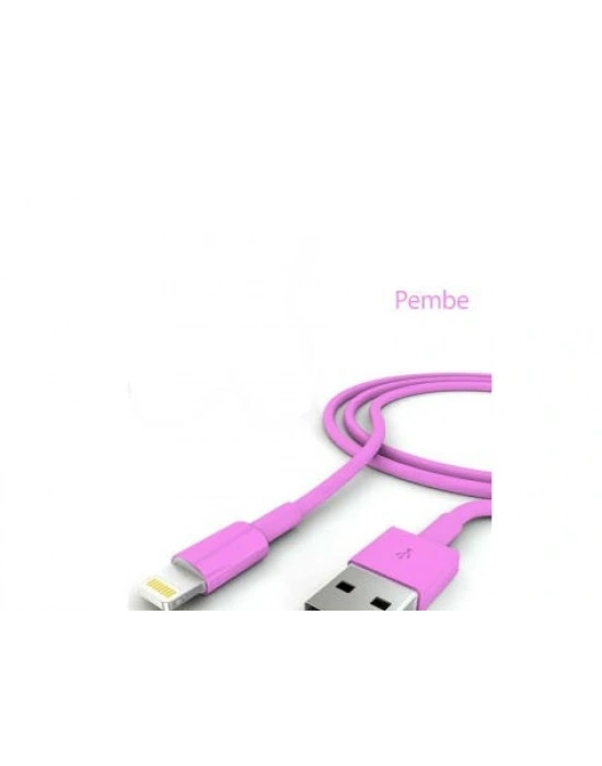 İphone Şarj Data Kablosu - Pembe