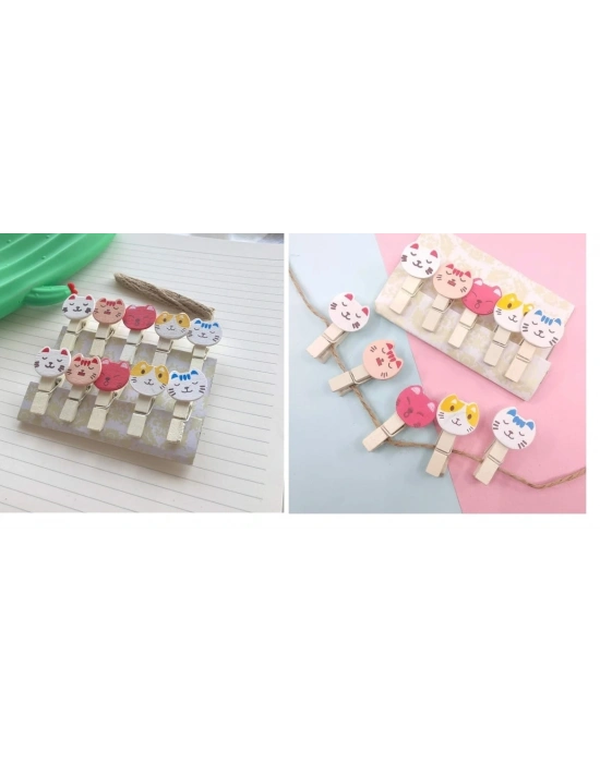 İpli Mandallı Kedili Fotoğraf Albümü Kedi Kafası Şekilli Mandal