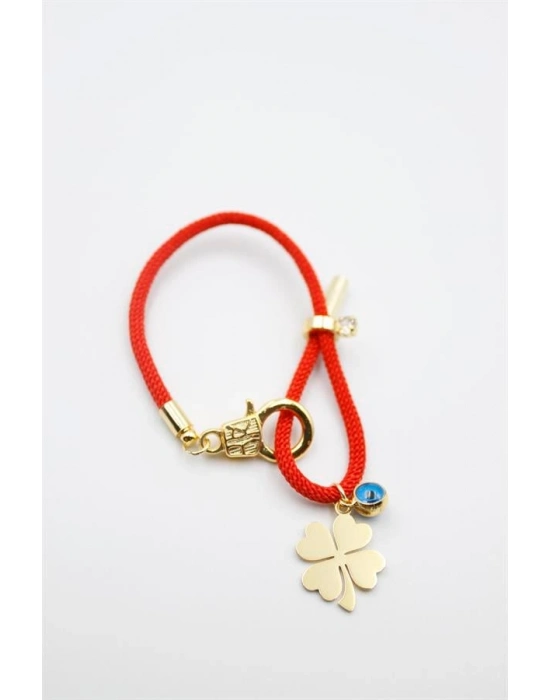İpli Yonca Bileklik - Kırmızı