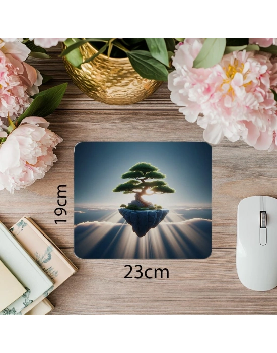 Işık Hüzmeli Sürreal Bonsai Mousepad - 19x23 cm 2 mm Dikdörtgen İthal Baskılı Mouse Pad