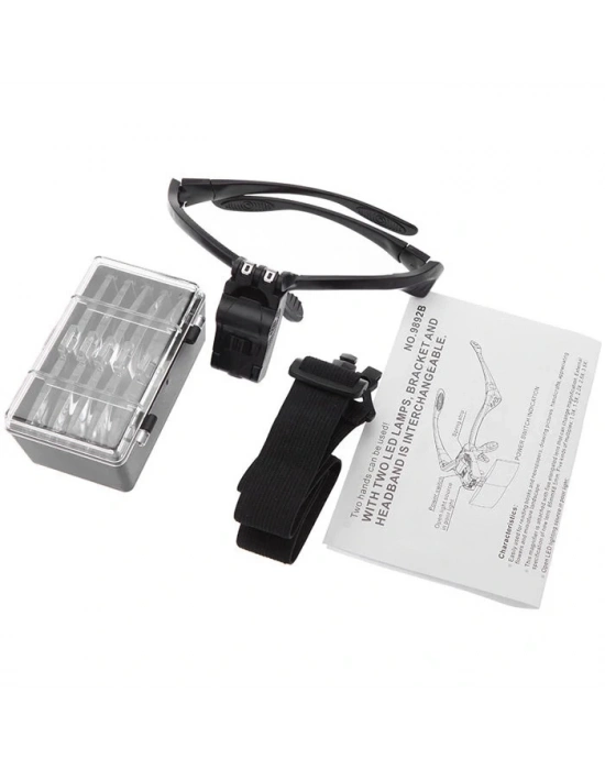 Işıklı Gözlük Büyüteç  5 Farklı Lens 9892b