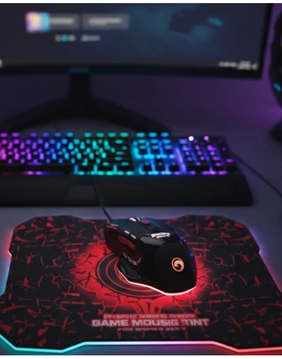 ® Işıklı Oyuncu Mouse ve Mousepad Seti Ergonomik Tasarım ve RGB Aydınlatma