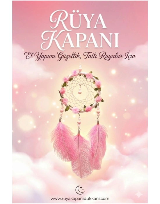 ® Işıklı Pembe Gül Detaylı El Yapımı Rüya Kapanı - Romantik Duvar Süsü & Hediyelik Düş Kapanı
