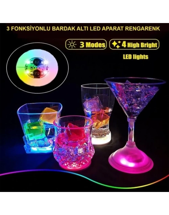 Işıklı Yapışkanlı Bardak Altı Aparatı Ledli 3 Modlu