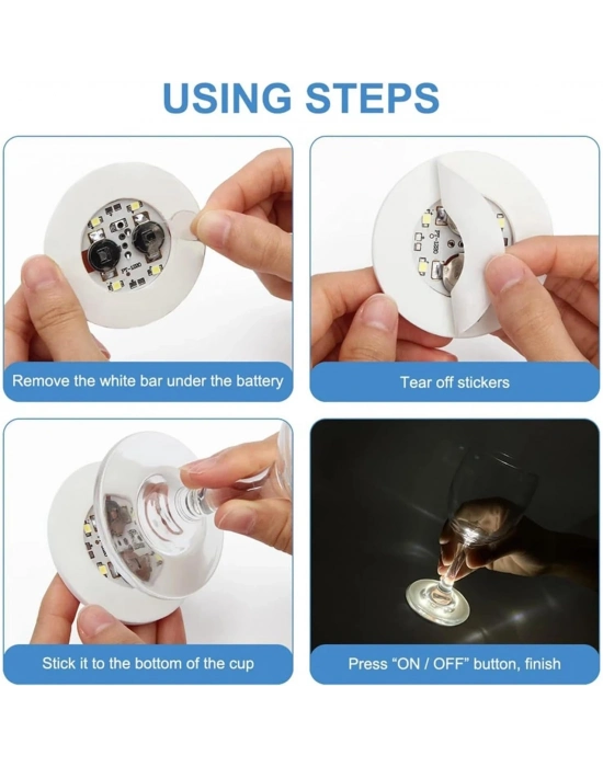 Işıklı Yapışkanlı Bardak Altı Aparatı Ledli 3 Modlu 6 cm Çap 1 Adet