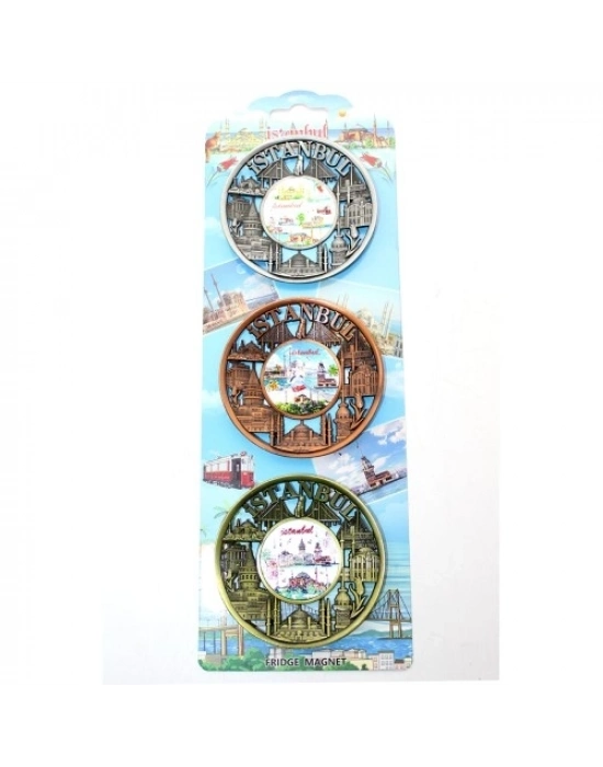 İstanbul Temalı Metal Magnet 3lü Set Model 2