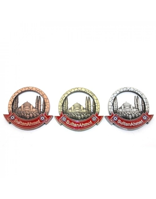 İstanbul Temalı Metal Magnet Sultanahmet Yuvarlak Tasarımlı