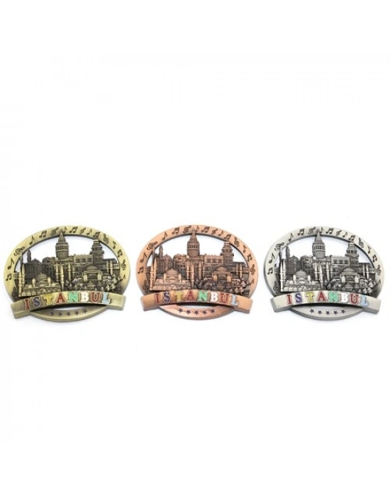 İstanbul Temalı Metal Magnet Yuvarlak Tasarım