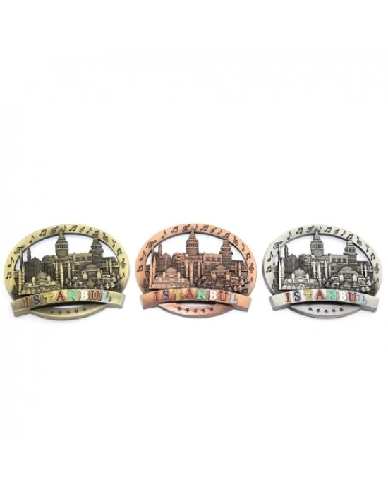 İstanbul Temalı Metal Magnet Yuvarlak Tasarım