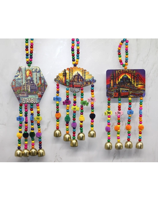 İstanbul Temalı Renkli Boncuklu Asmalı Rüzgar Çanı