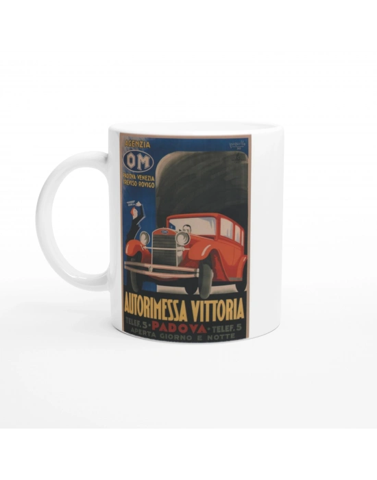 İtalyan Reklam Posteri Retro Araba Baskılı Kupa Bardak