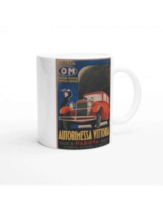 İtalyan Reklam Posteri Retro Araba Baskılı Kupa Bardak