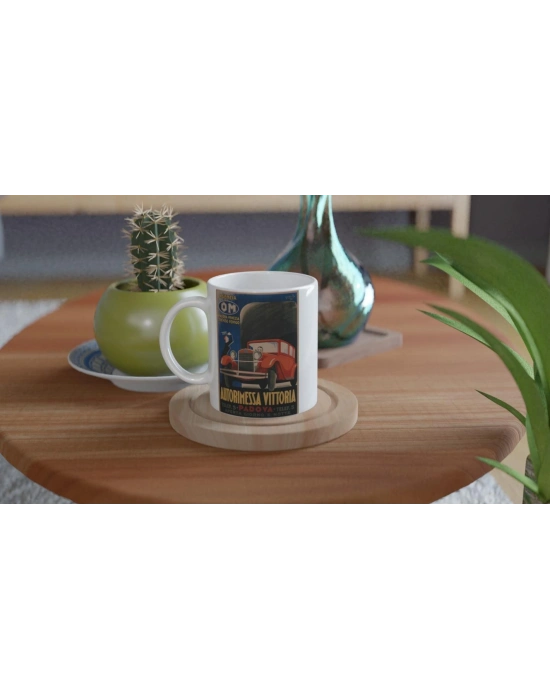 İtalyan Reklam Posteri Retro Araba Baskılı Kupa Bardak