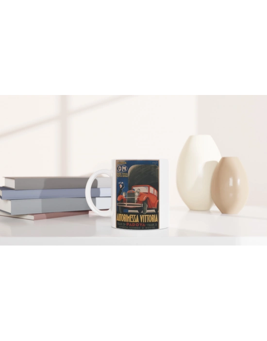 İtalyan Reklam Posteri Retro Araba Baskılı Kupa Bardak