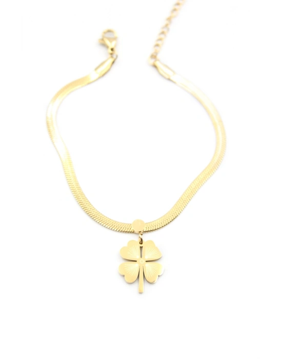 İtalyan Zincir Yonca Bileklik - Altın