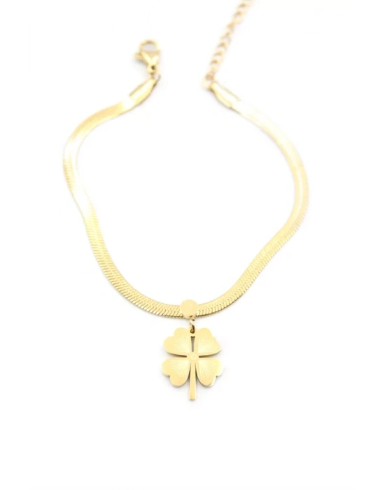 İtalyan Zincir Yonca Bileklik - Altın