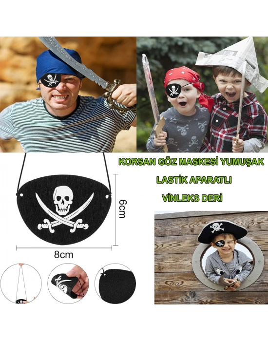 İthal Vinleks Deri Korsan Göz Bandı - Lastikli & Yumuşak