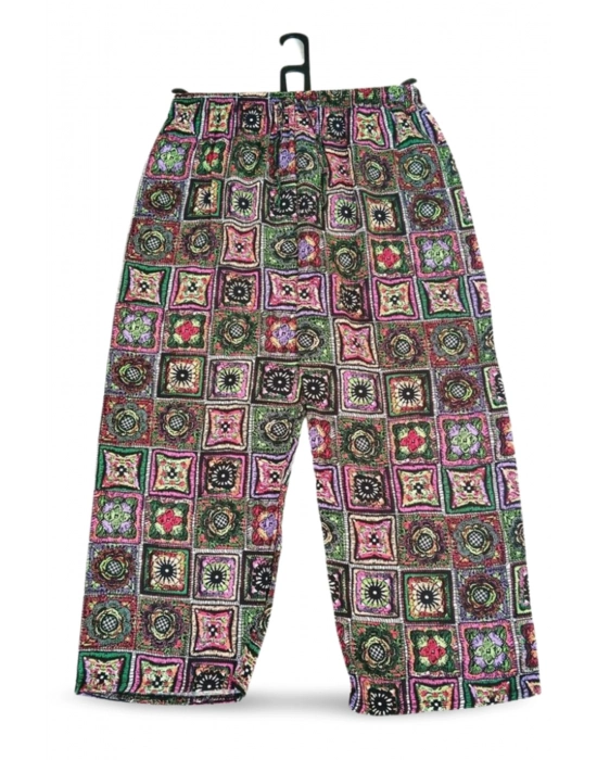 İthal Viskon Geniş Paça Şık Etnik Otantik Desenli Pantolon - Royaleks - Desen1