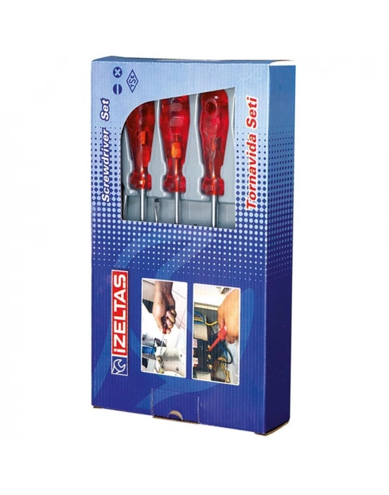 ® İzeltaş 4100 Düz Tornavida Takımı 8 Parça Kraft