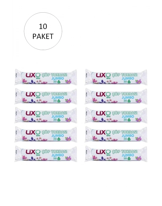 J-250 Jumbo Boy Çöp Torbası 80 x 110 cm 10 Lu Rulo x 10 Paket = 100 Adet (Mavi)