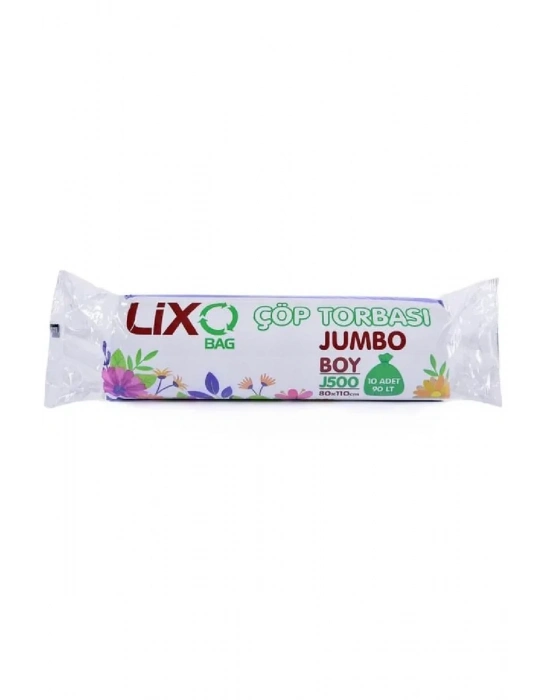 J-500 Jumbo Boy Çöp Torbası 80 x 110 cm 10 Lu Rulo x 1 Paket = 10 Adet (Siyah)