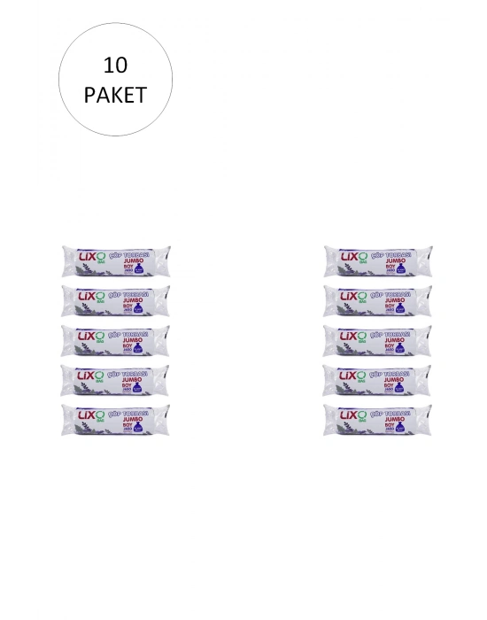 J-650 Jumbo Boy Çöp Torbası 80 x 110 cm 10 Lu Rulo x 10 Paket = 100 Adet (Siyah)