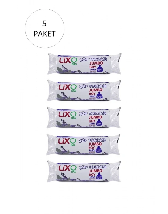 J-650 Jumbo Boy Çöp Torbası 80 x 110 cm 10 Lu Rulo x 5 Paket = 50 Adet (Siyah)