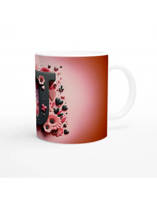 J Harfi Kontrast Detaylı Harfli Kupa Bardak