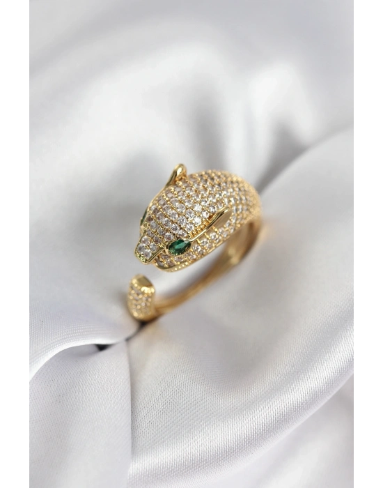 ® Jaguar Model Gold Renk Zirkon Taşlı Kadın Yüzük