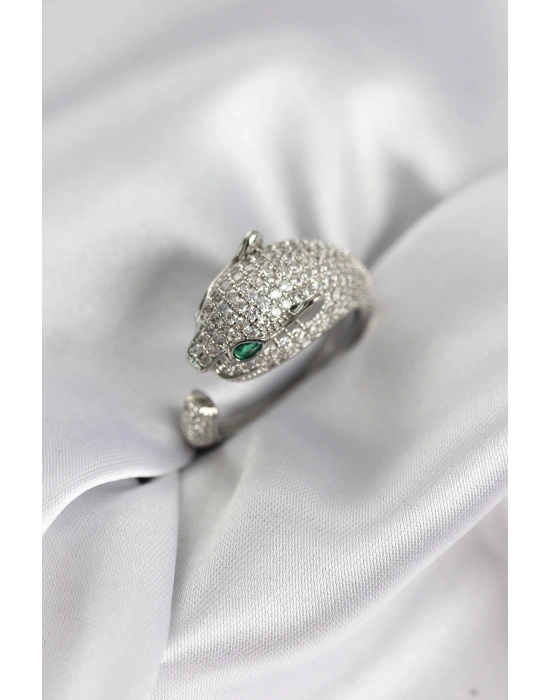 ® Jaguar Model Gümüş Renk Zirkon Taşlı Kadın Yüzük
