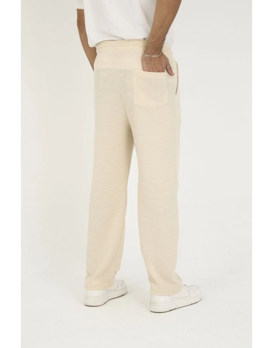 Jakar Kutu Desenli Baggy Eşofman Pantolon - Bej