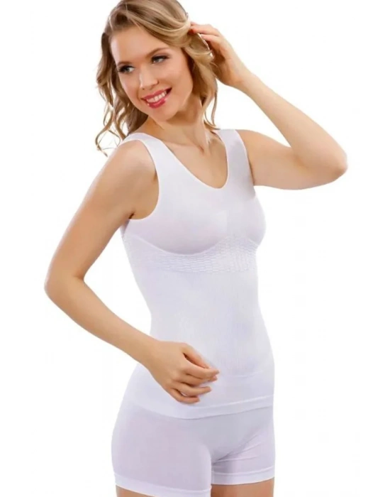 Jakarlı Kalın Askılı Bayan Atlet 14005 -Beyaz